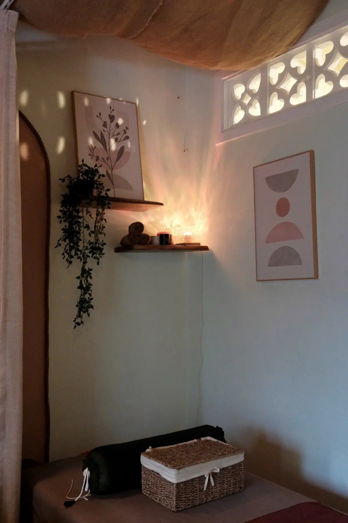 Sage-toned treatment room at An Yên Spa